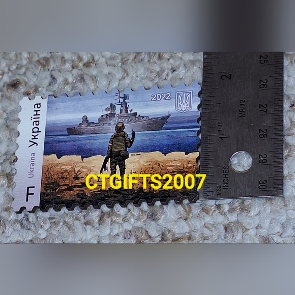 GENUINE Wooden Ukraine Stamp F Refrig. Magnet Russian Warship, Go F *** Y… - Picture 6 of 10
